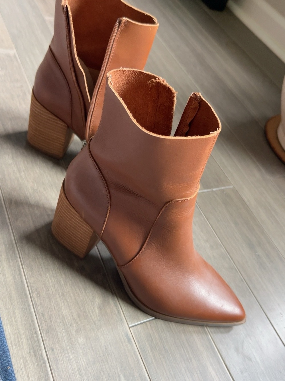 Steve Madden Calibr Cognac Leather Western Ankle Boots Size 10 NWOT